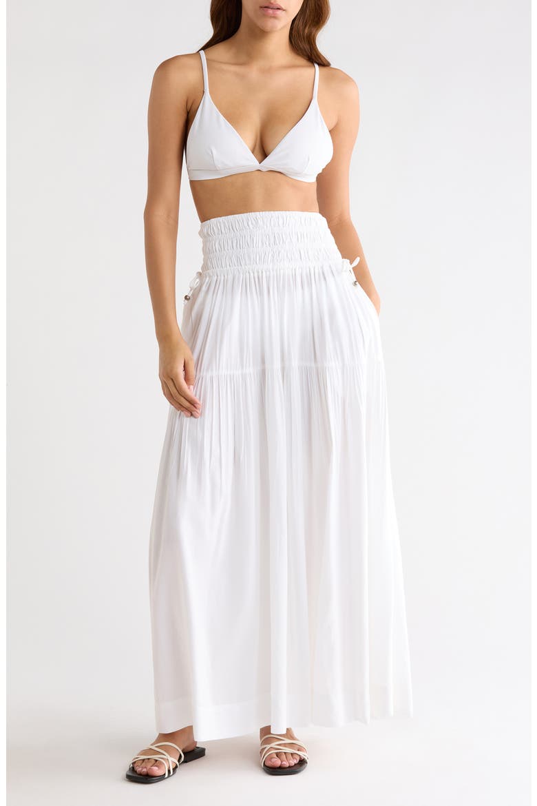 Smocked Cover-Up Midi Skirt, Main, color, WHITE