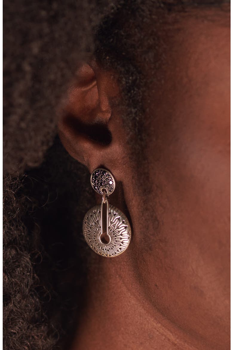 Radial Drop Earrings, Alternate, color, BLACK