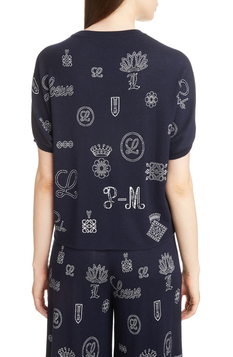 Loewe Dog & Logo Knit Crop Sweater, Alternate, color,