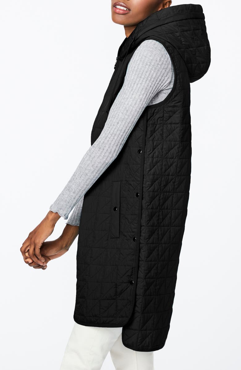 Bernardo Recycled Polyester Quilted Long Vest with Hood, Alternate, color,