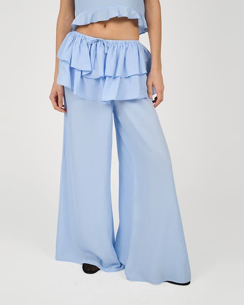 Ruffle Waist Flare Pant
