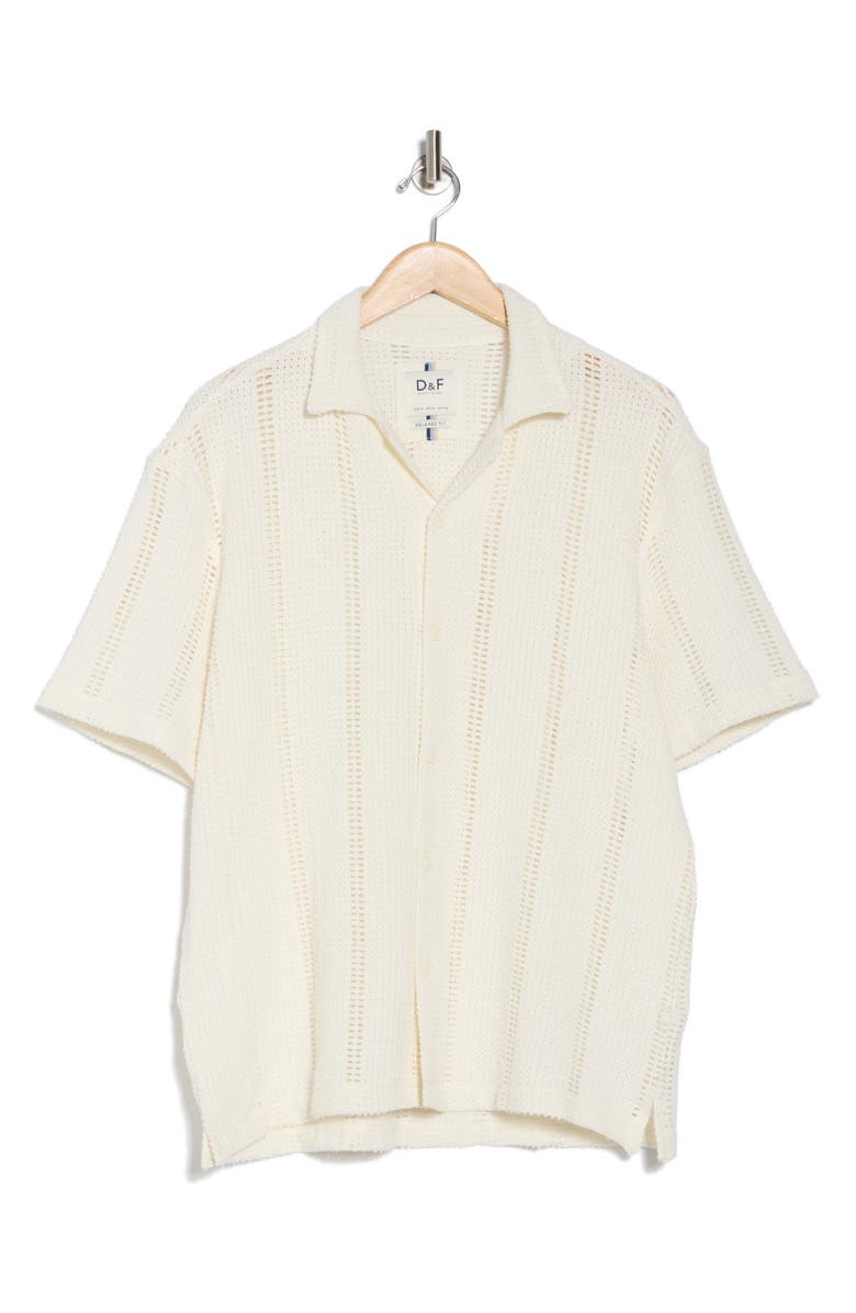 DENIM AND FLOWER Textured Woven Button Front Shirt, Alternate, color, White