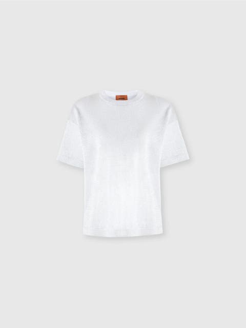 Oversized Crewneck Sweater In Lamé Viscose With Whetstone Sleeves
