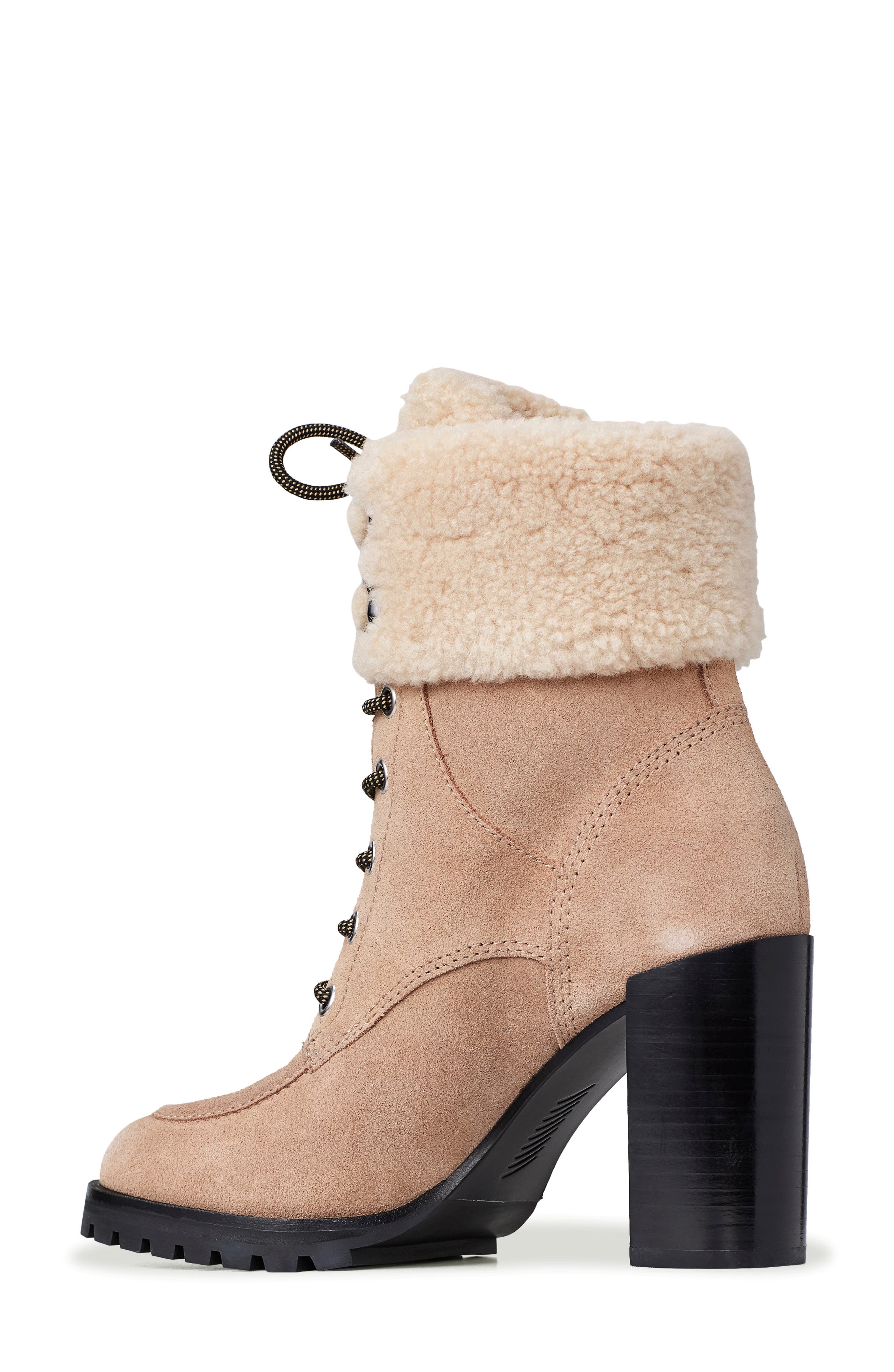 Nina Genuine Shearling Bootie, Alternate, color, TAUPE