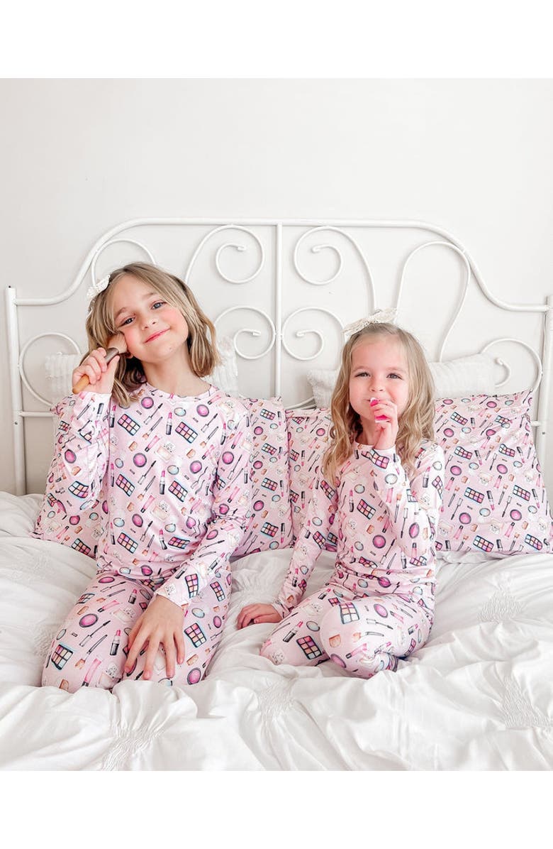 Lev Baby Makeup Print 2-Piece Pajama Set, Alternate, color, Pink