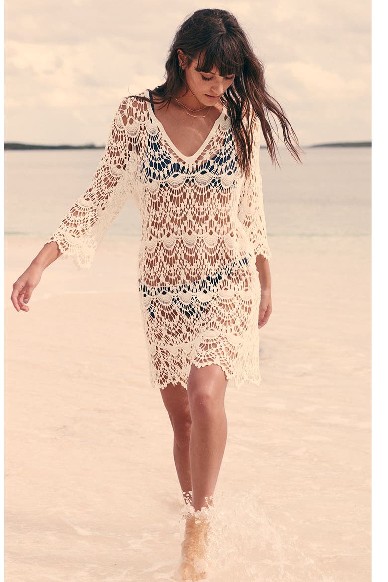 Crochet Cover-Up Tunic, Alternate, color, BLACK