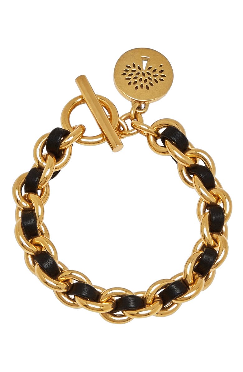Mulberry Medallion Leather Chain Bracelet, Main, color, 