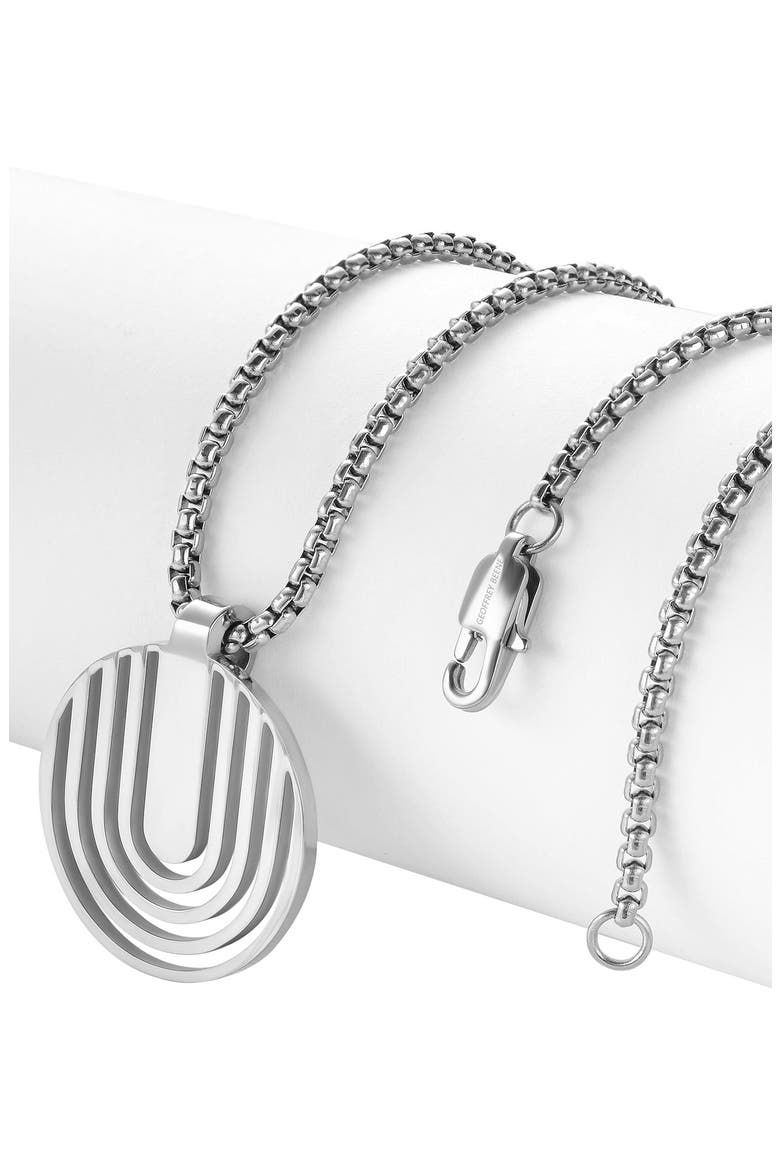 Men's Stainless Steel Disc Plate Pendant Necklace, Alternate, color, SILVER