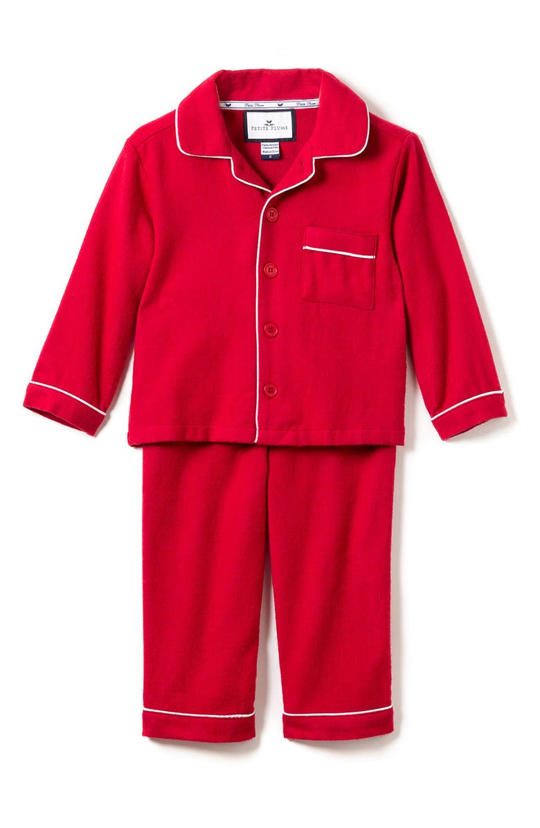 Petite Plume Kids' Red Flannel Two Piece Pajamas, Main, color, Red
