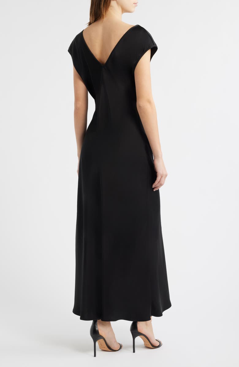 Sam Edelman Side Ruched Satin Maxi Dress, Alternate, color, Black