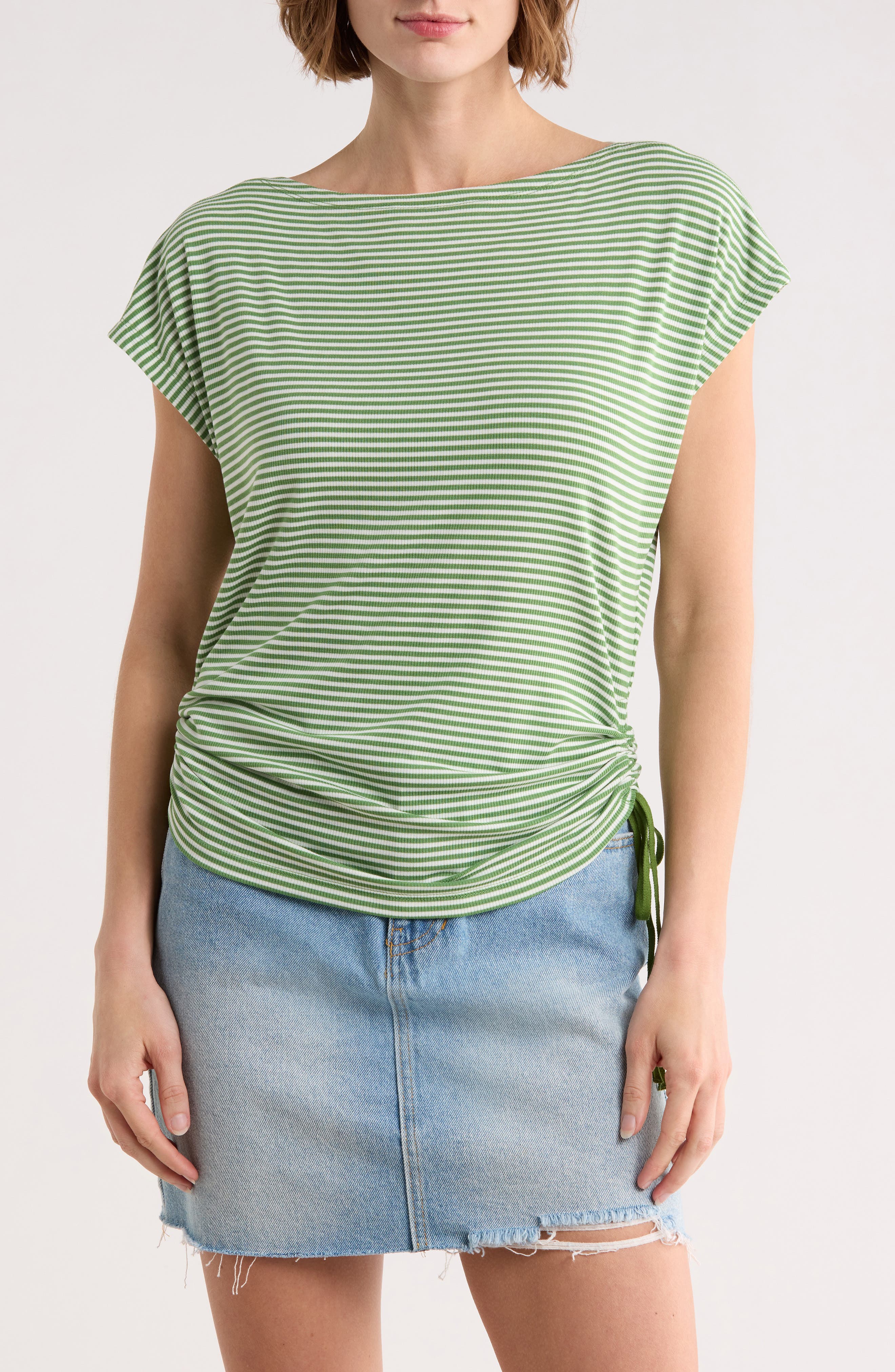 Stripe Rib Ruched T-Shirt - image 3