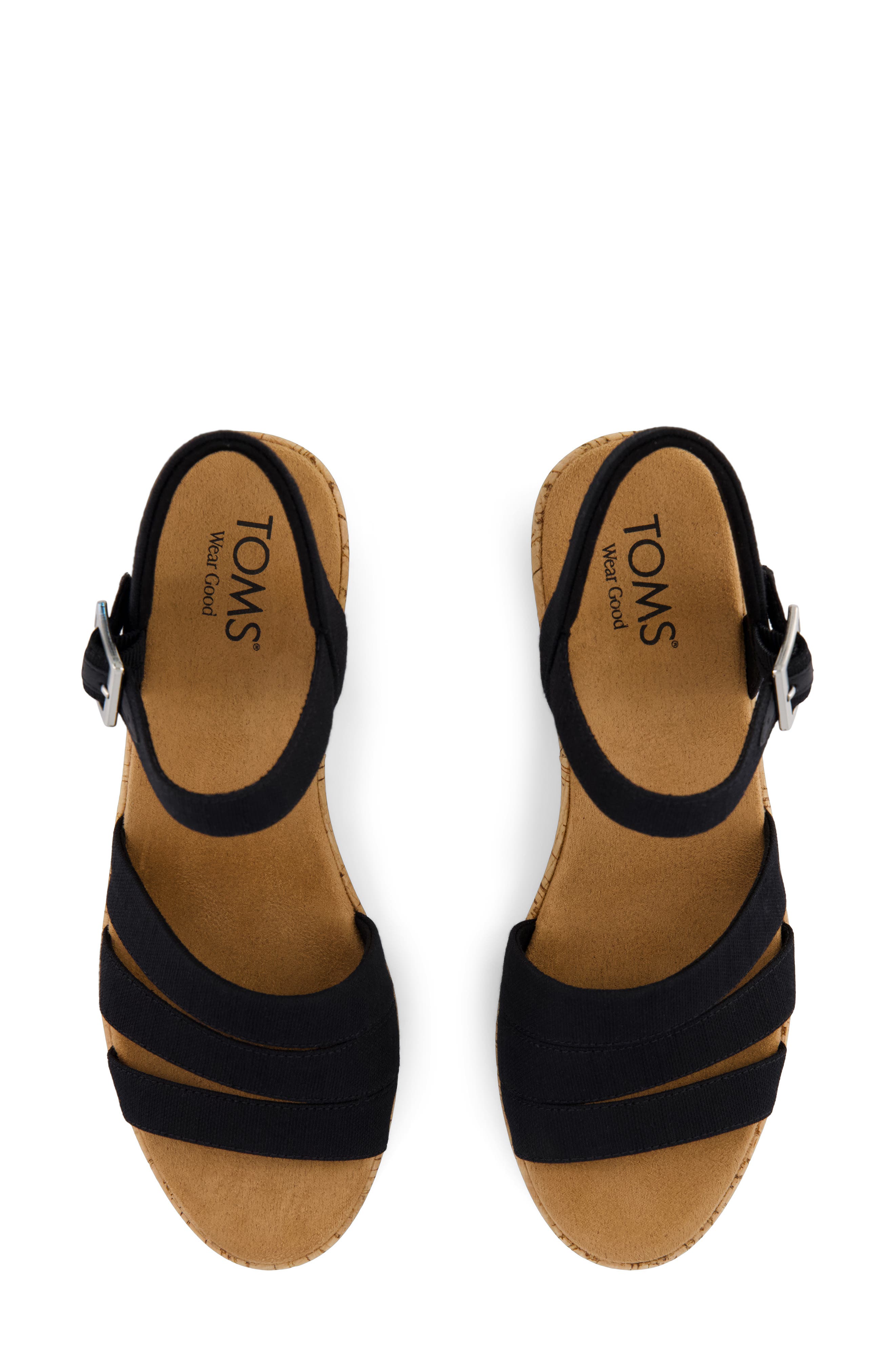 TOMS Julis Ankle Strap Platform Wedge Sandal, Alternate, color, Black