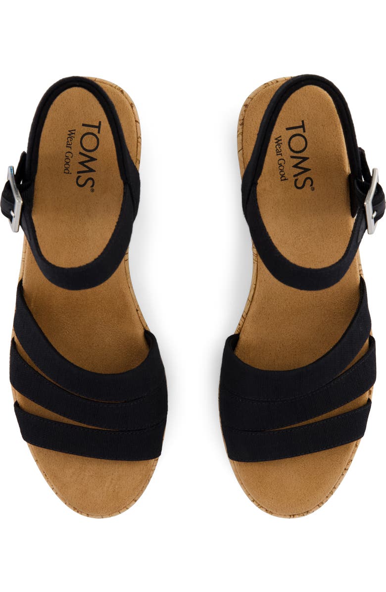 TOMS Julis Ankle Strap Platform Wedge Sandal, Alternate, color, Black