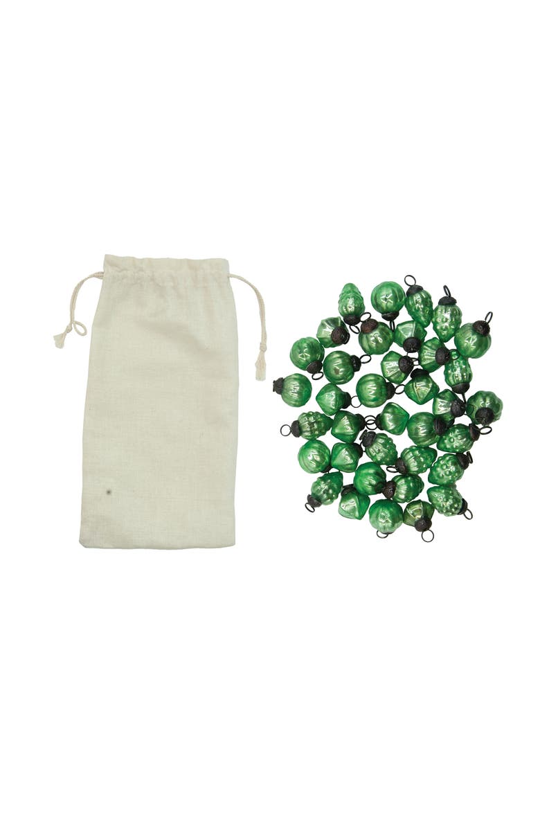 Storied Home 36-Piece Embossed Mercury Glass Ornament Set, Green, Main, color, 