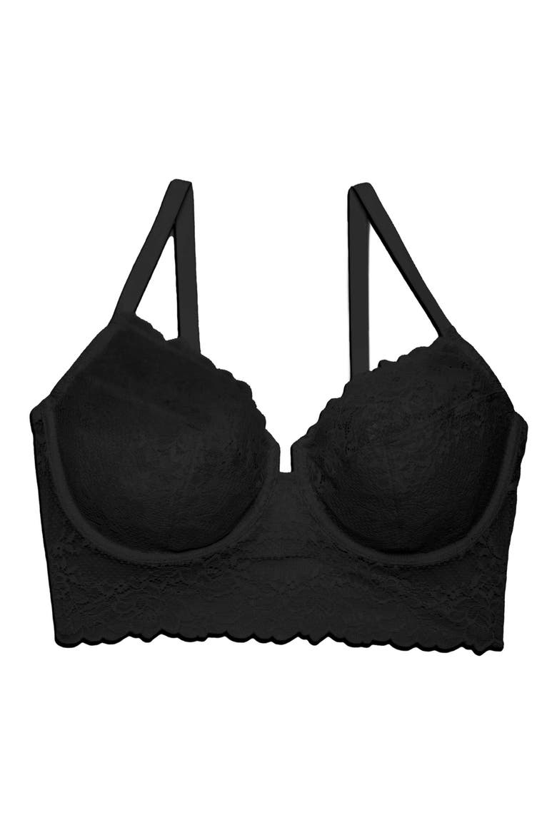 Heavenly Full Coverage Longline Lace Underwire Bra, Alternate, color, BLACK