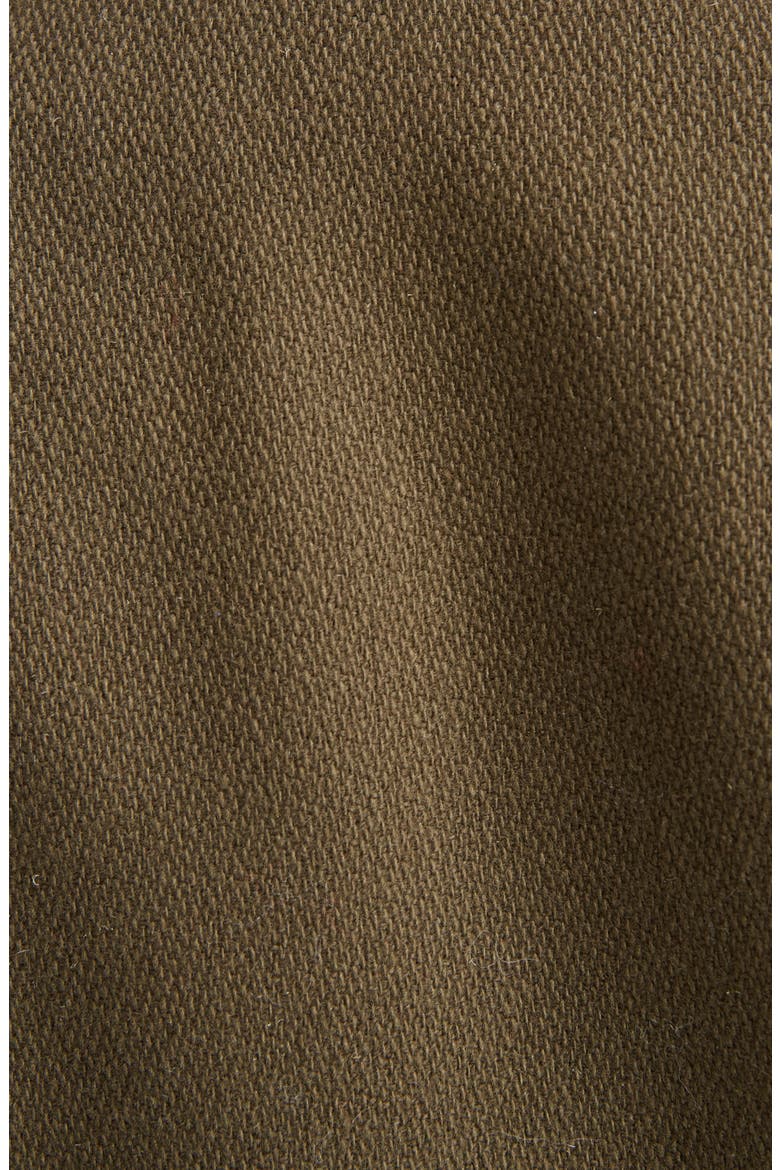 Leather Trim Classic Teddy Jacket, Alternate, color, KHAKI/ BLACK