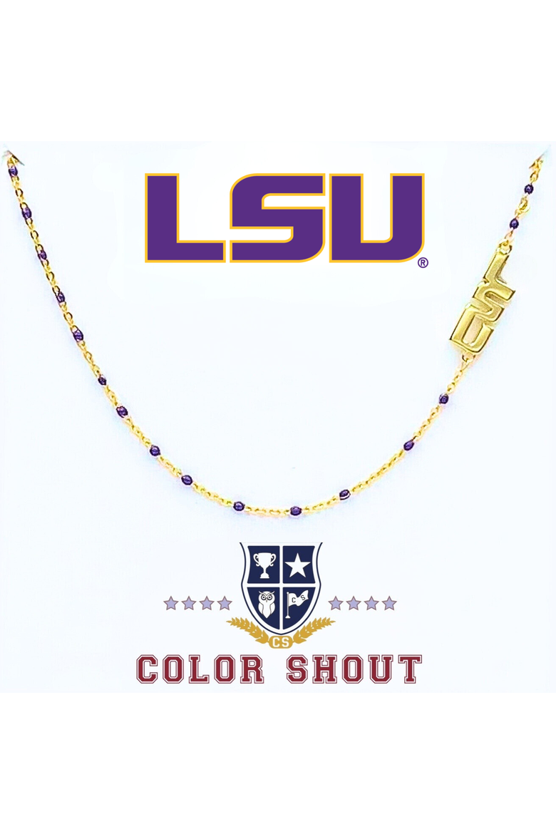 Louisiana State University Side Necklace, Main, color, Yellow Gold