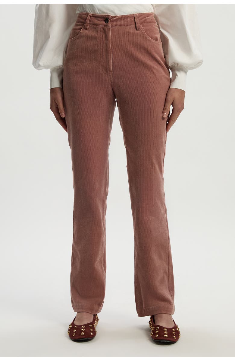 Karen Millen Stretch Cord Kickflare Jean, Main, color, Pink