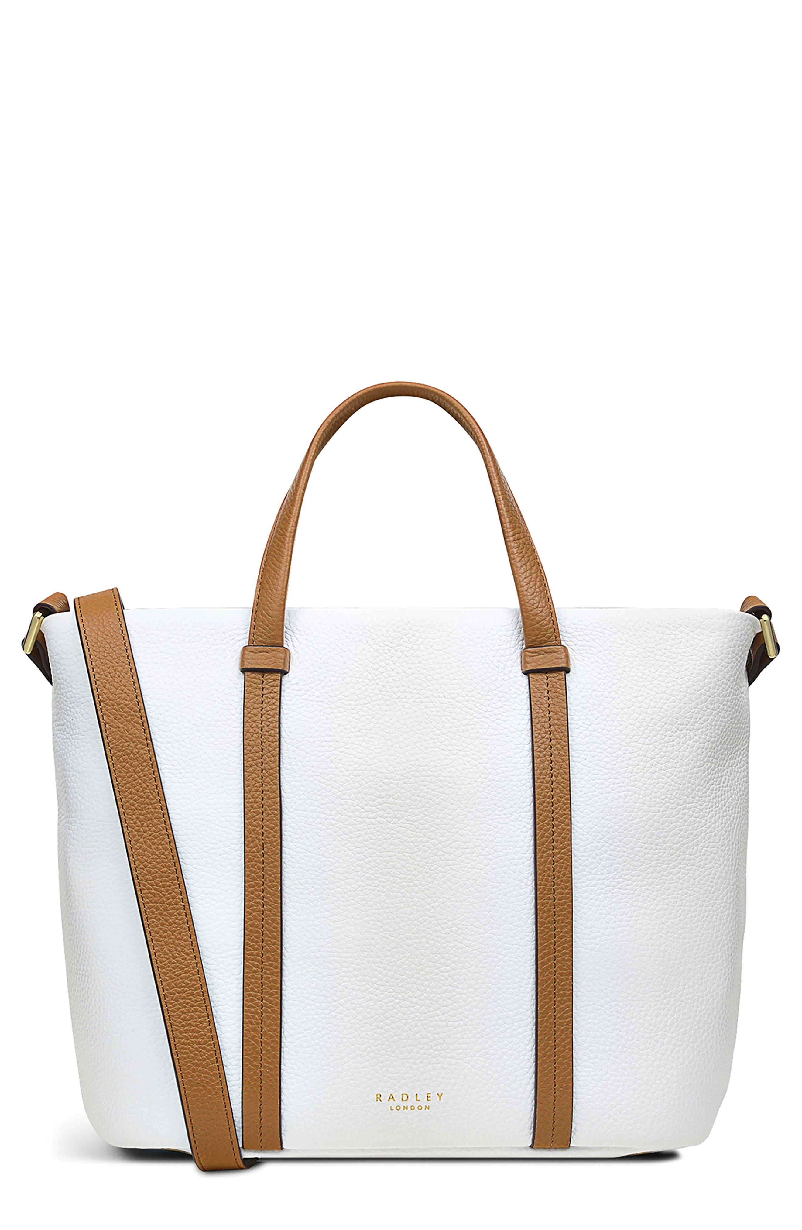 Radley Farringdon Pebbled Leather Tote Bag, Main, color, Bright White