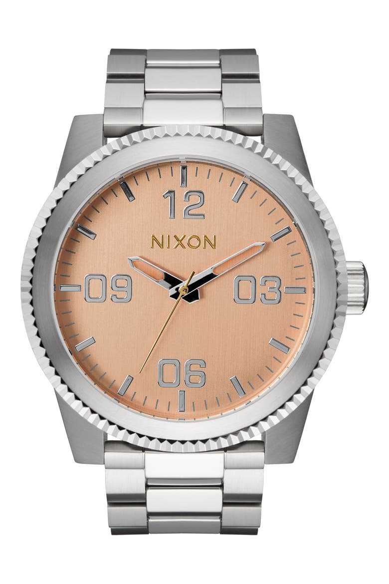 Corporal Bracelet Watch, 48mm, Main, color, SILVER / CORAL