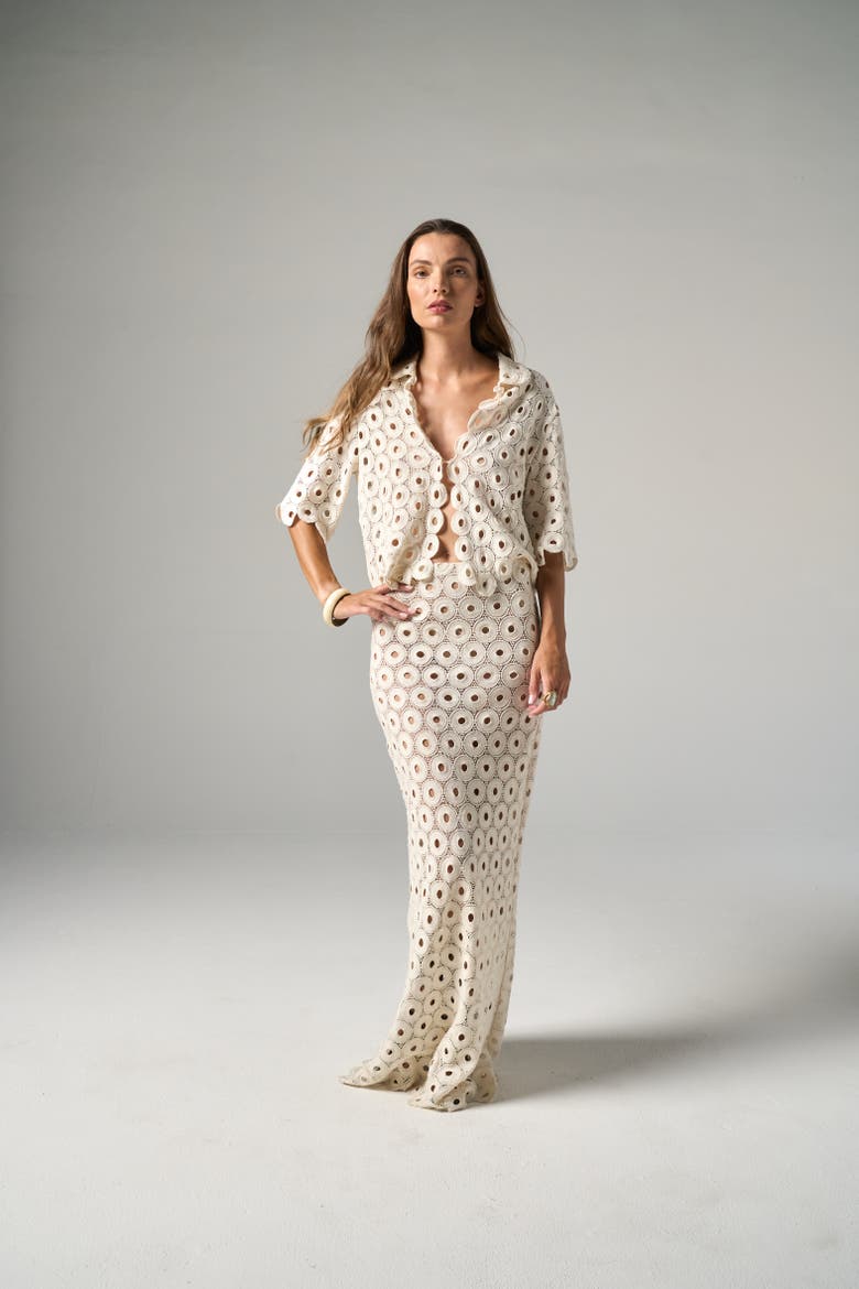 Maud Skirt in Circle Macrame, Main, color, Cream