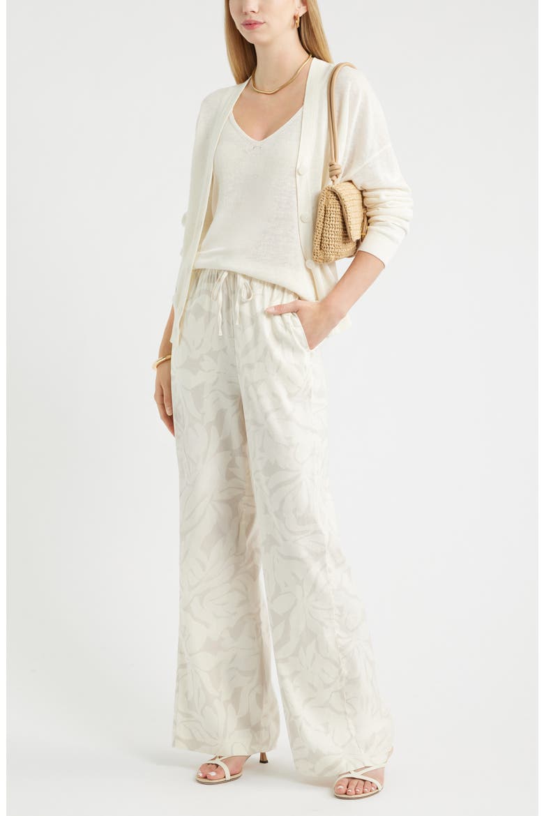 Linen Blend Drawstring Pants, Alternate, color, IVORY- BEIGE FIRA BLOOM