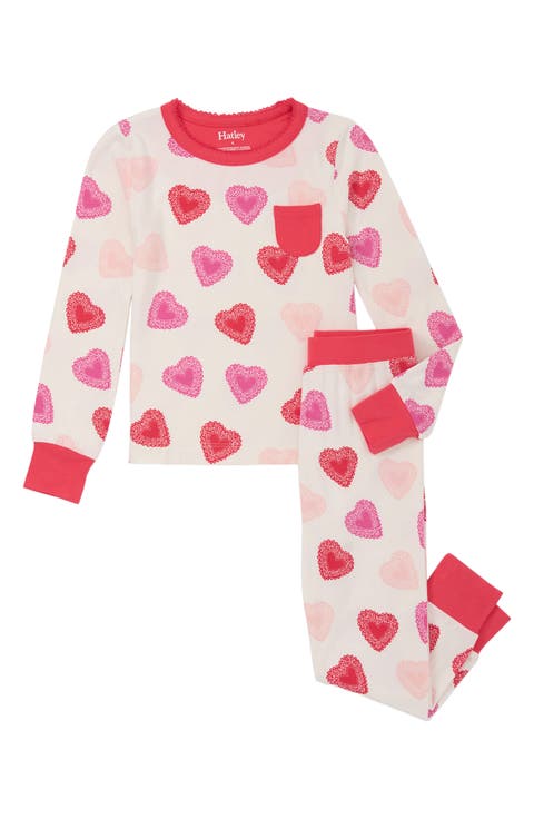 Kids' Cutout Hearts Fitted Two-Piece Pajamas (Toddler, Little Kid & Big Kid)