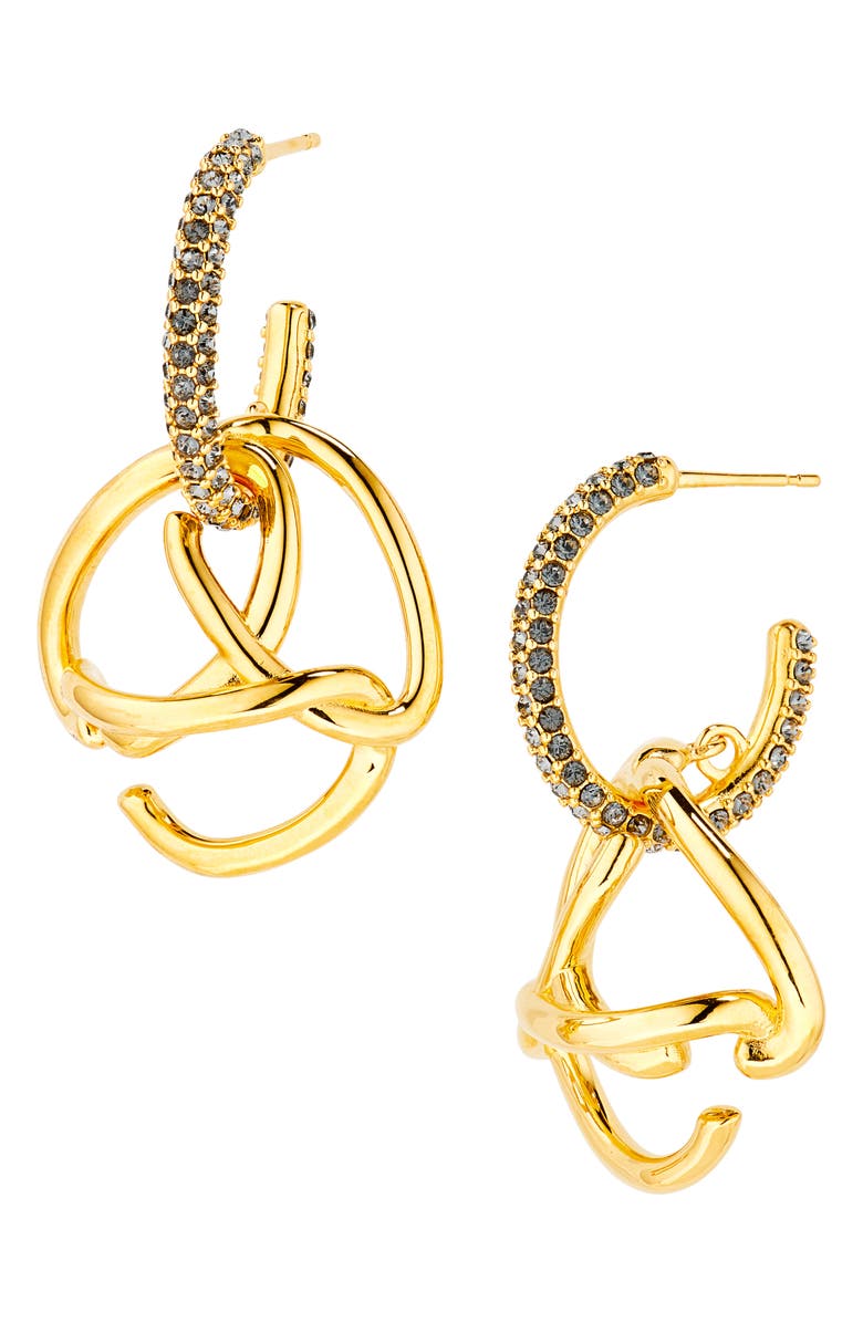 Oscar de la Renta Braided 'O' Drop Hoop Earrings, Main, color, Smoke