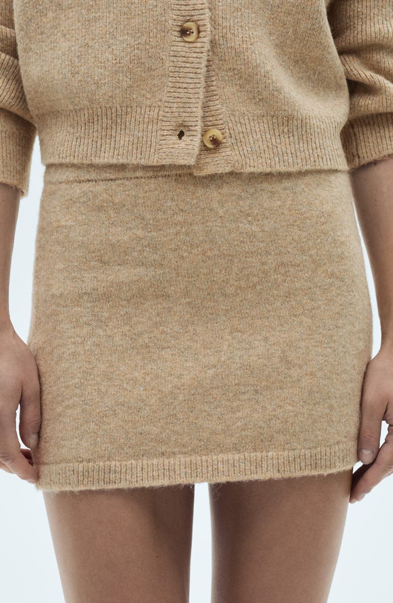 MANGO Sweater Knit Miniskirt, Alternate, color, Medium Brown