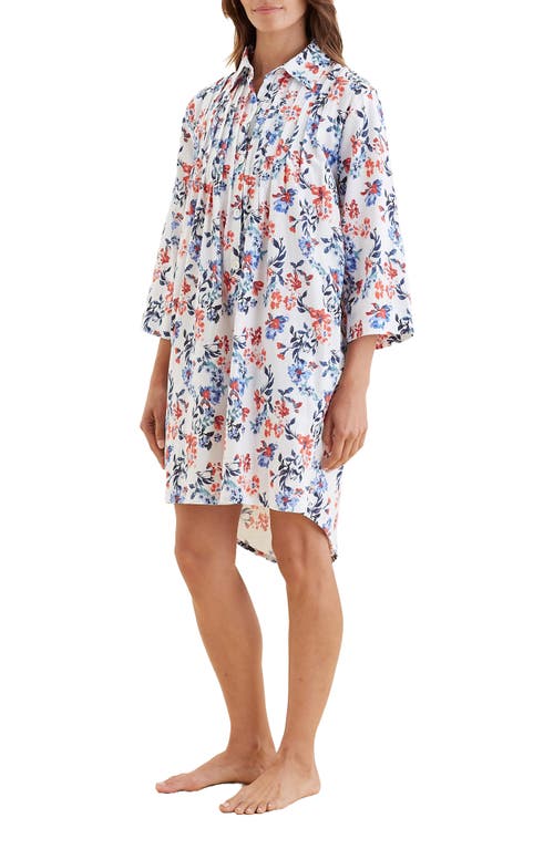 Shop Papinelle Harper Pleated Cosy Organic Cotton Nightgown In Snow White