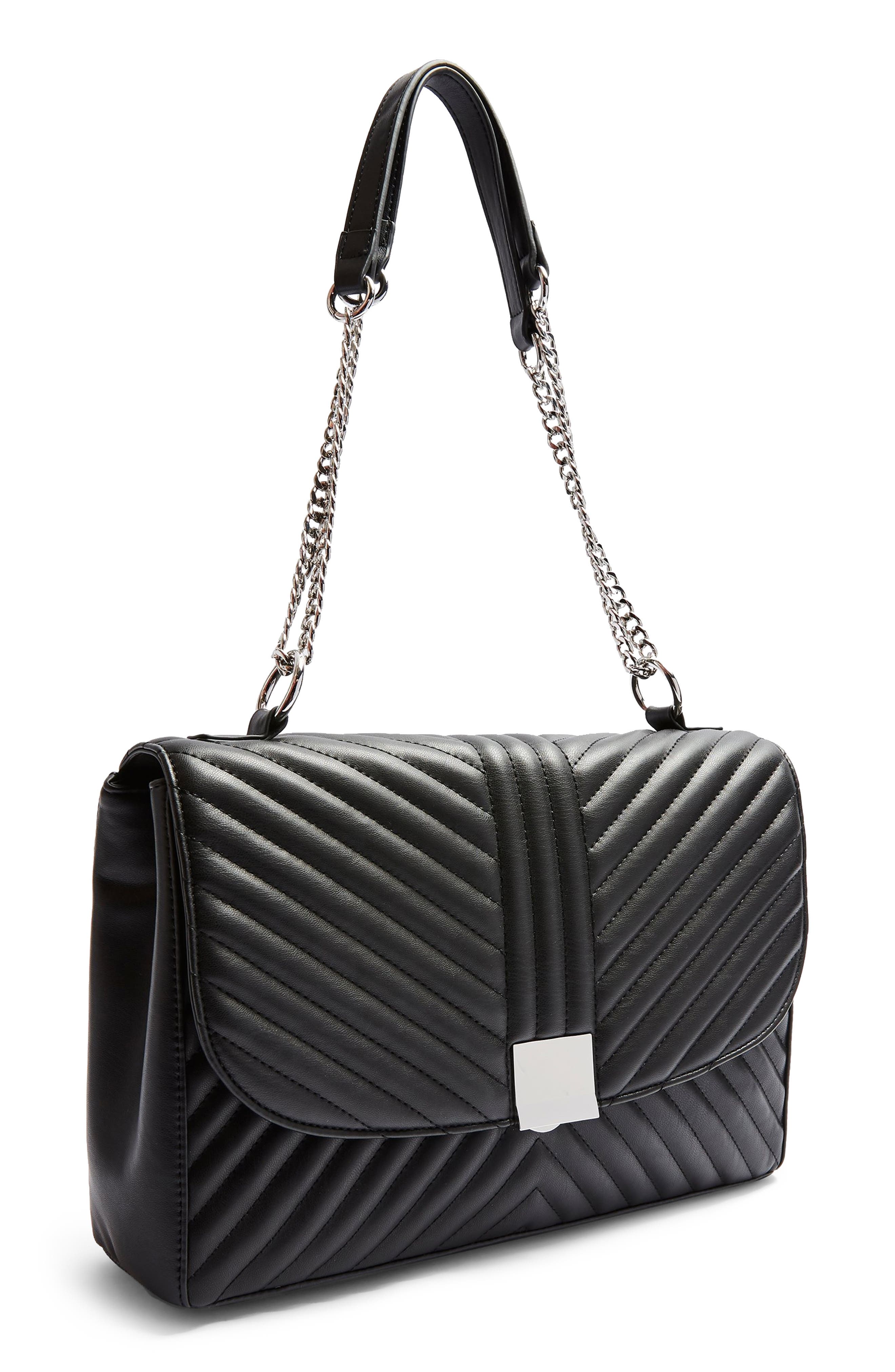 Topshop Sofia Quilted Faux Leather Shoulder Bag, Alternate, color, 