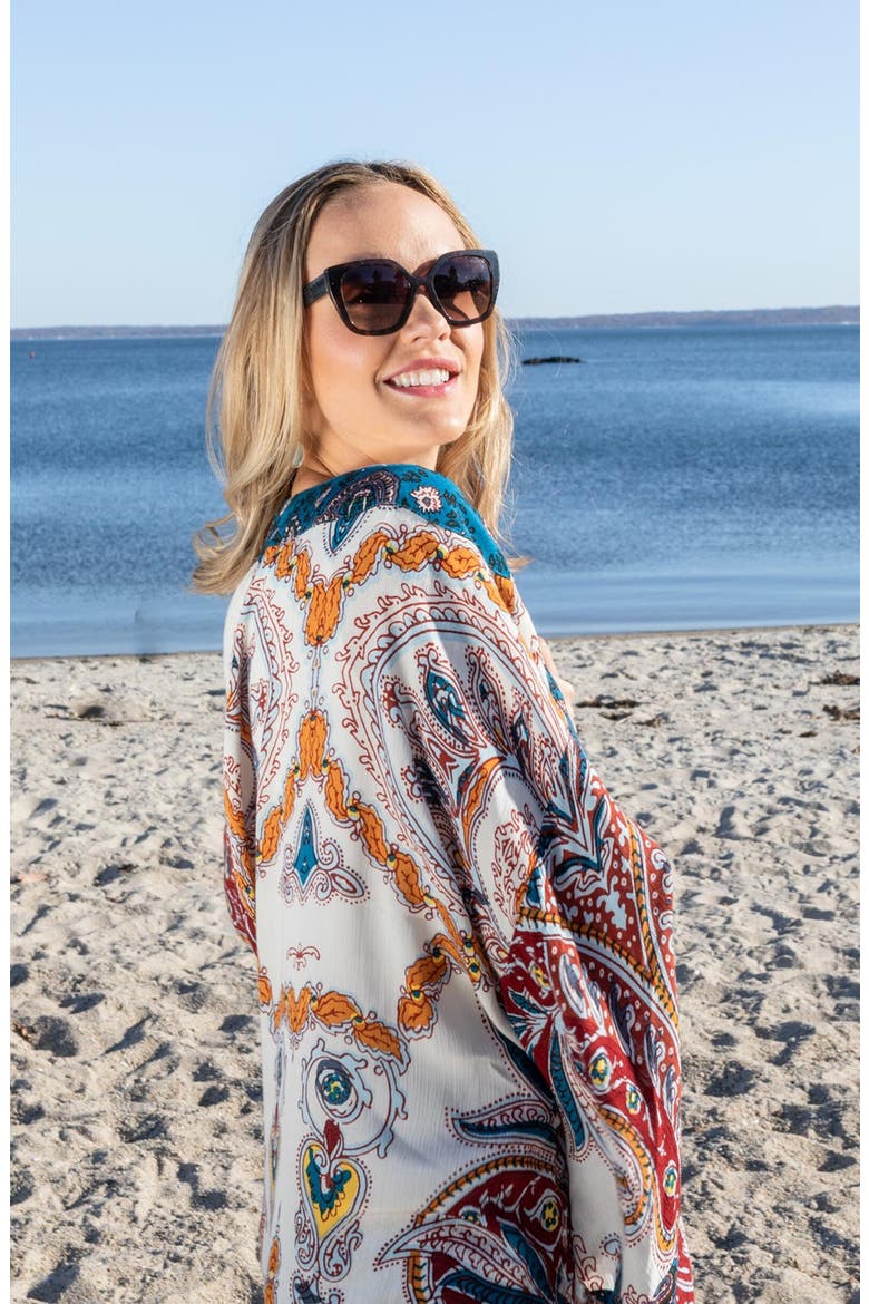 Medallion Midi Duster, Alternate, color, BLUE