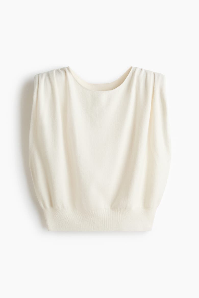 Gathered Knit Top, Alternate, color, Cream