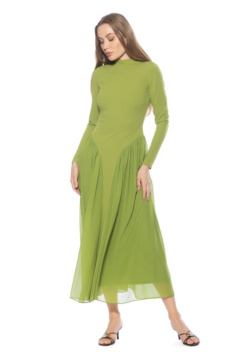 ODETTE MOCKNECK MIDI DRESS, Alternate, color, SAGE
