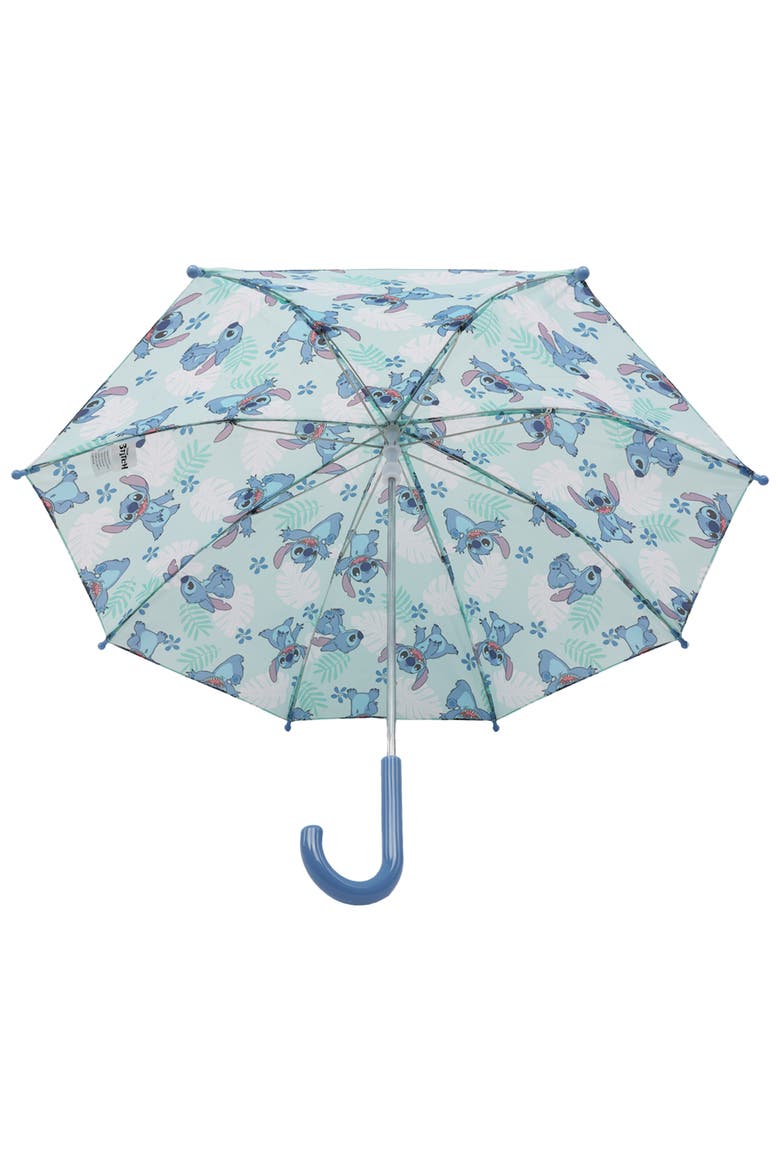 Stitch Tropical Leaf Kids Umbrella, Alternate, color, TEAL