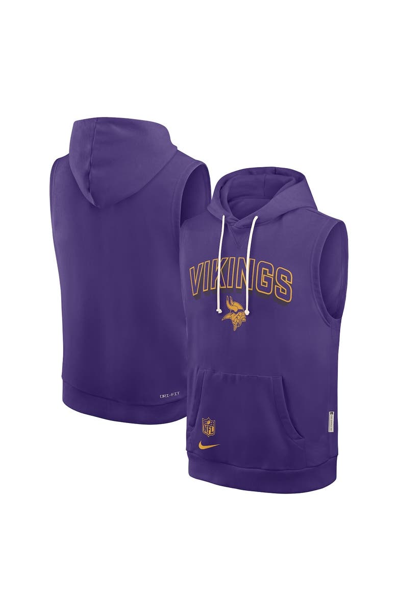Nike Men's Nike Purple Minnesota Vikings Sideline Performance Sleeveless Pullover Hoodie, Main, color, 