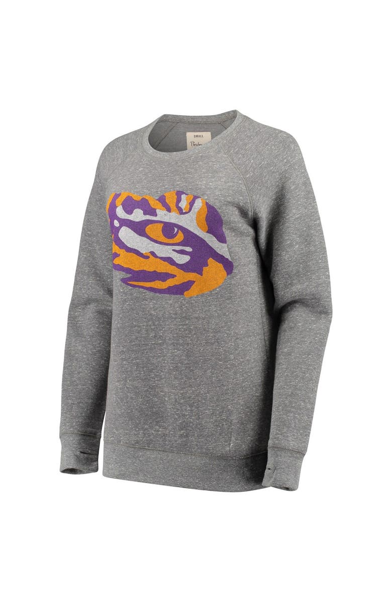 PRESSBOX Women's Pressbox Heathered Gray LSU Tigers Big Team Logo Knobi Fleece Tri-Blend Crew Neck Sweatshirt, Alternate, color, 