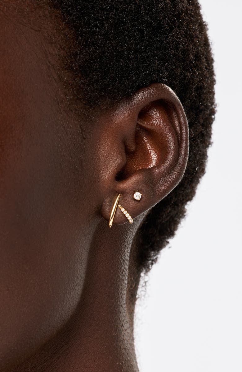 Ana Luisa Solid Yellow Gold - Diamond Aurora Huggie Studs, Alternate, color, Gold