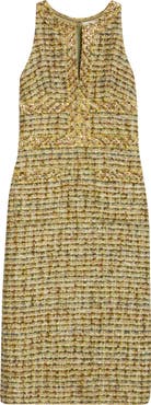 ST. JOHN Sleeveless Metallic Tweed Sheath Dress