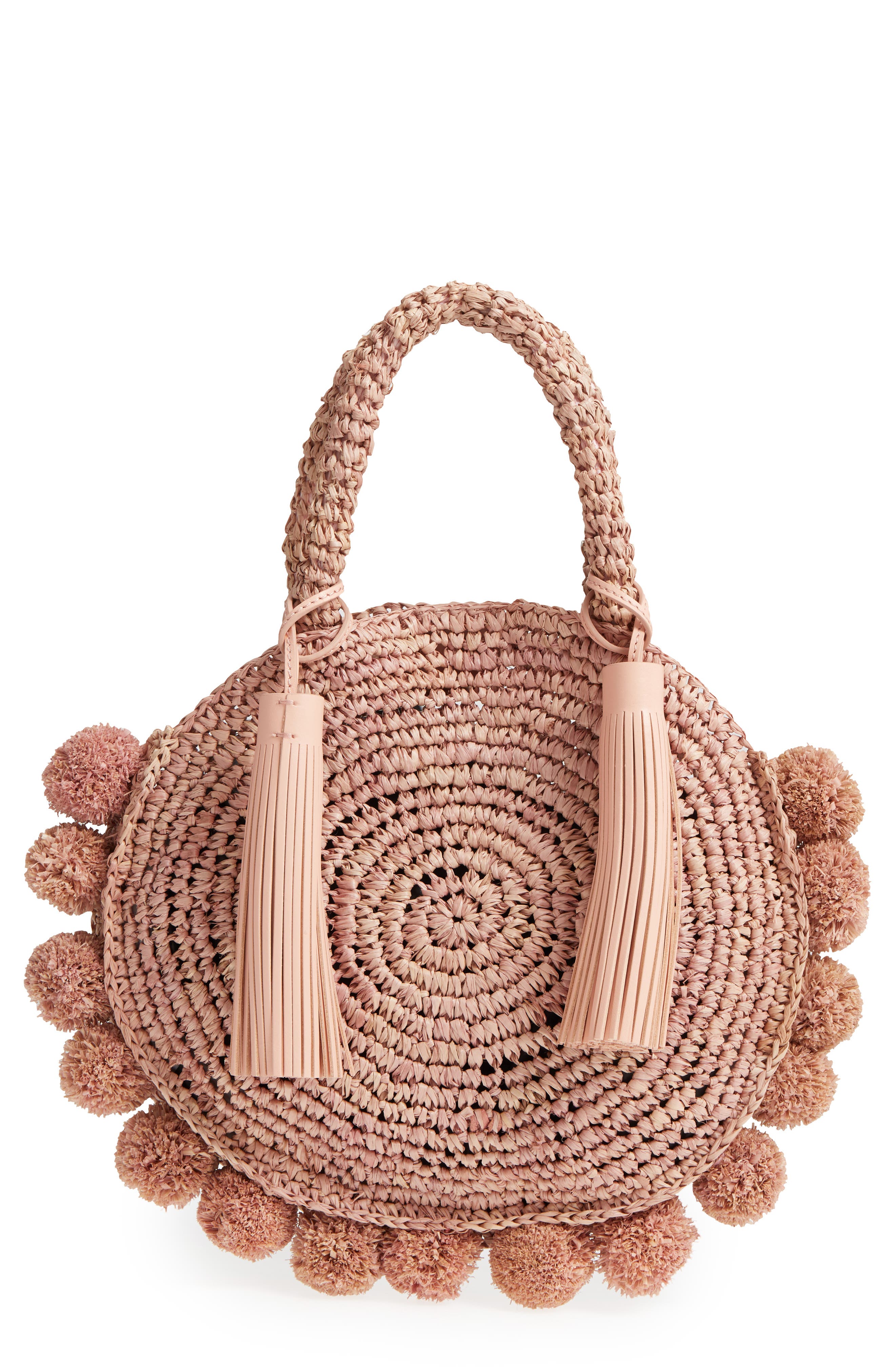 Straw Circle Tote, Main, color, BALLET