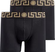 Versace 2-Pack Greca Border Stretch Cotton Boxer Briefs