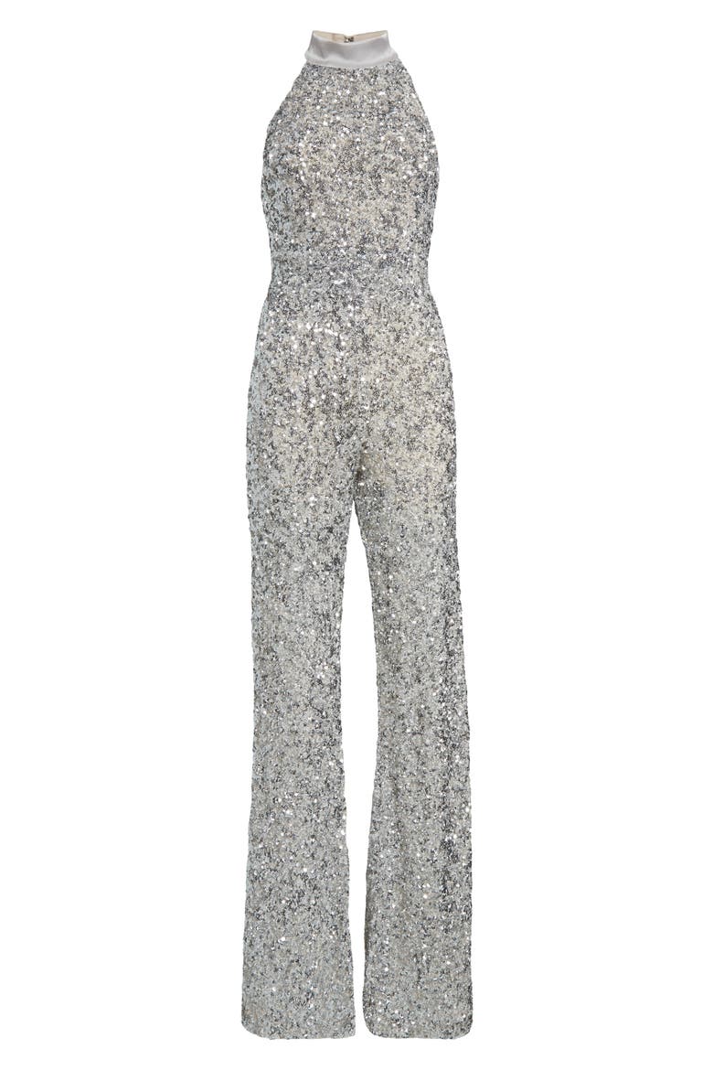 Cataline Sequin Jumpsuit, Alternate, color, SILVER