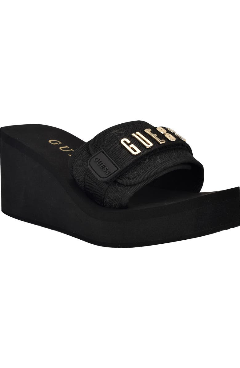 GUESS Dellean Platform Wedge Sandal, Main, color, Black