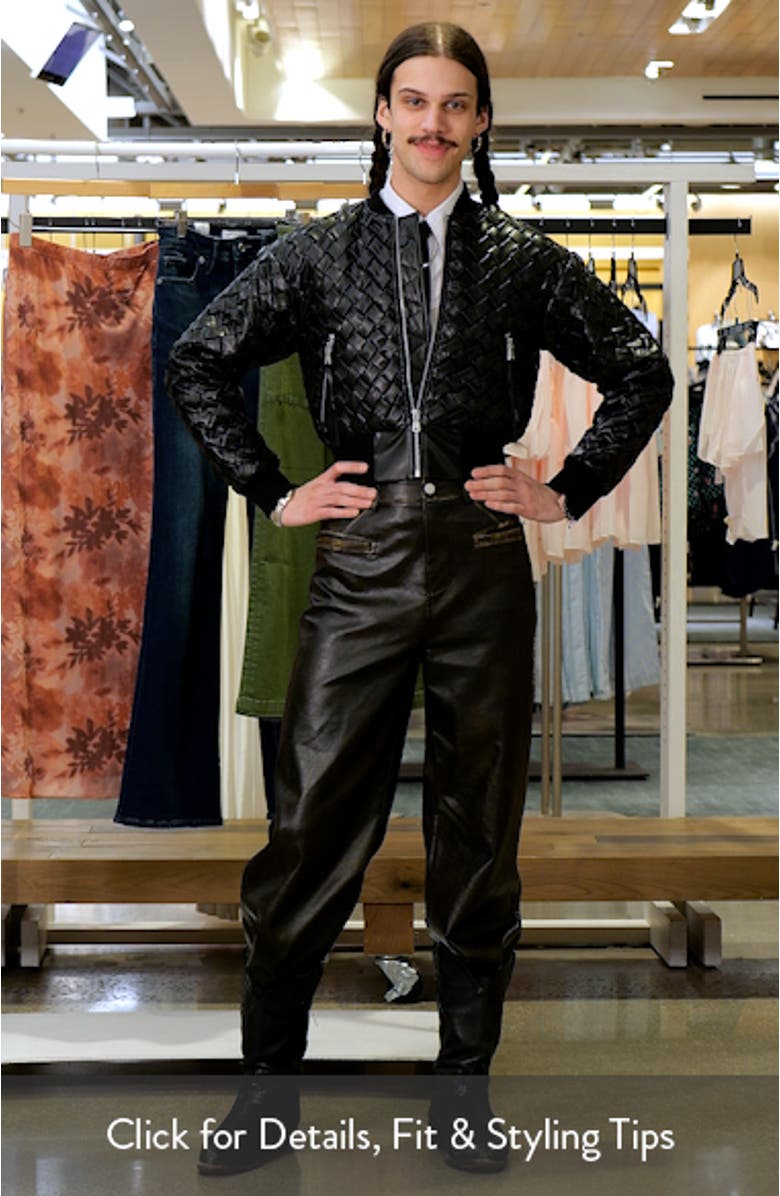 Weave Crop Faux Leather Bomber Jacket, sales video thumbnail