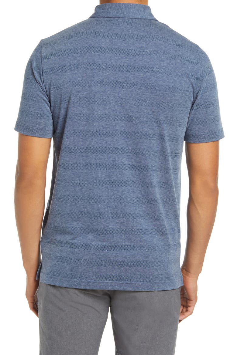 Heater Stripe Short Sleeve Performance Polo, Alternate, color, HEATHER DARK DENIM