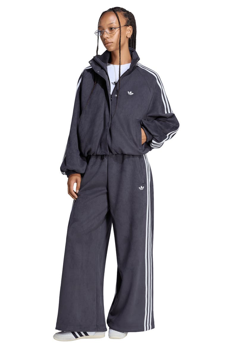 Faux Suede Track Jacket, Alternate, color, BLACK