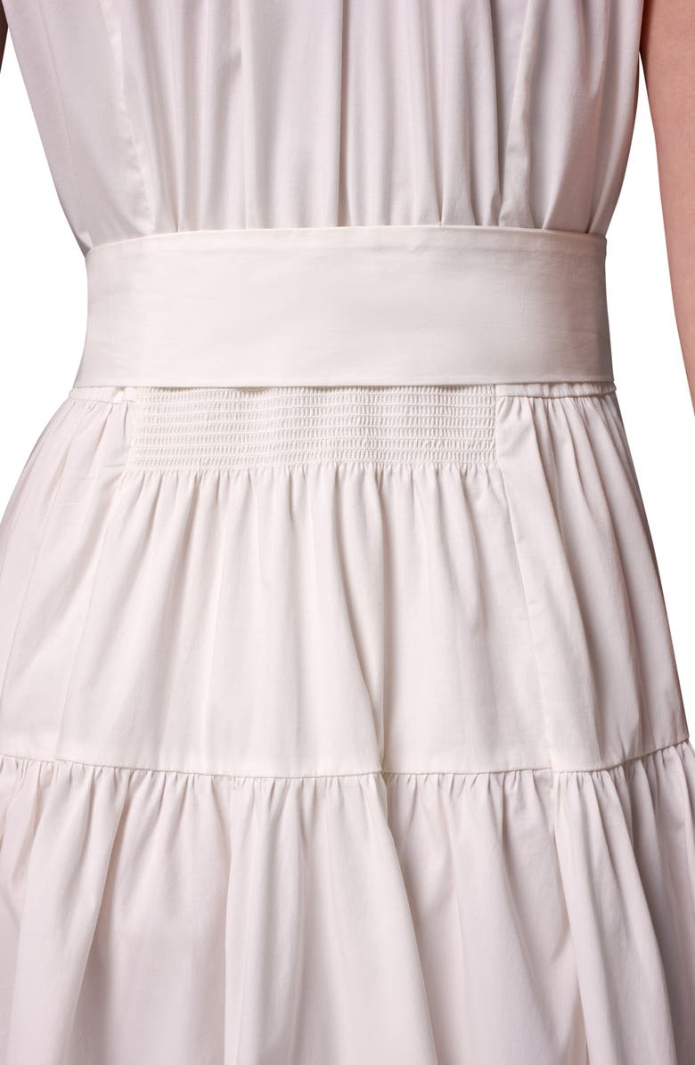 Donna Karan New York Tie Waist Stretch Poplin Midi Dress, Alternate, color, Cream