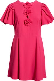 SUGARLIPS Zemira Rosette Bubble Sleeve Minidress