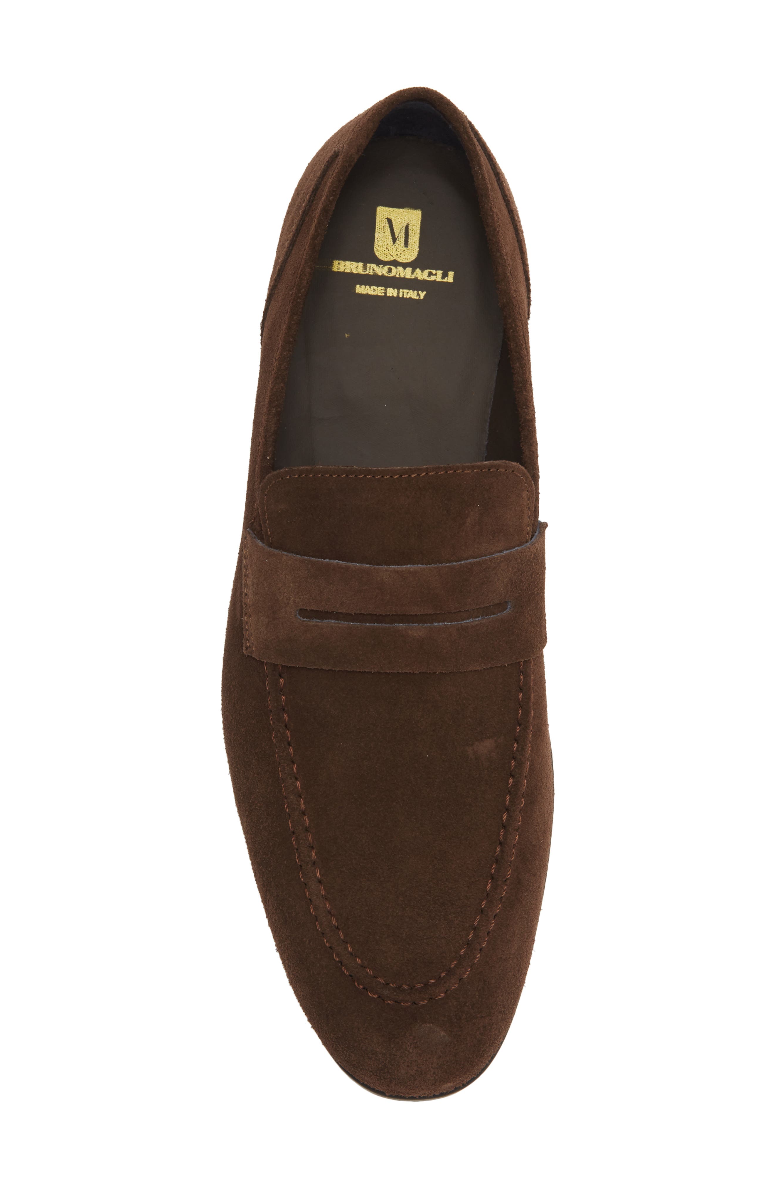 Valerio Penny Loafer, Alternate, color, DARK BROWN SUEDE