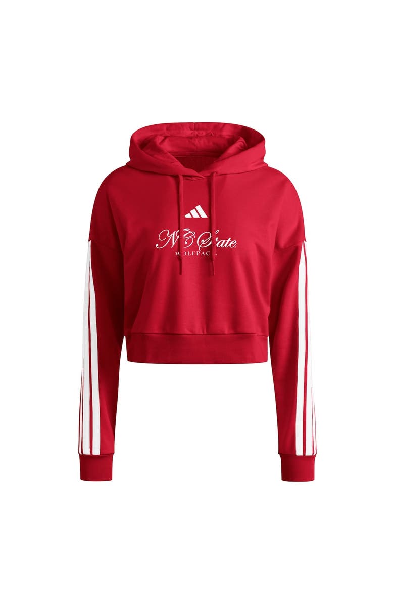 adidas Women's adidas Red NC State Wolfpack Campus Queen Cropped Pullover Hoodie, Alternate, color, Red